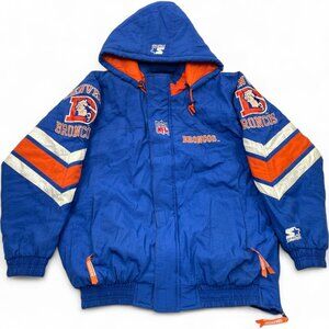 Denver Broncos Starter 1990's NFL Hooded Puffer Parka Jacket Men's XL Pro Line